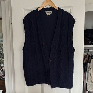 L.L. Bean Navy Cable Knit Vest
